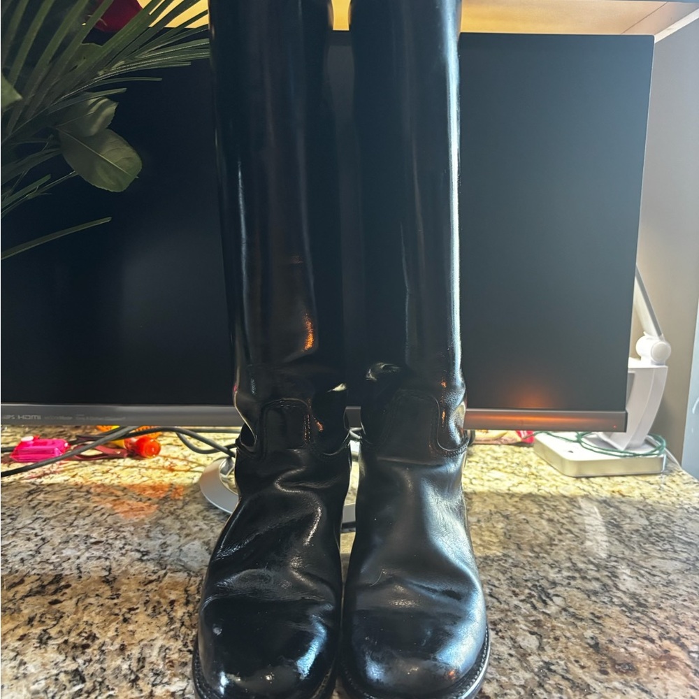 Lucchese Tall Black Equestrian Riding Boots – Size 8C, Made in USA